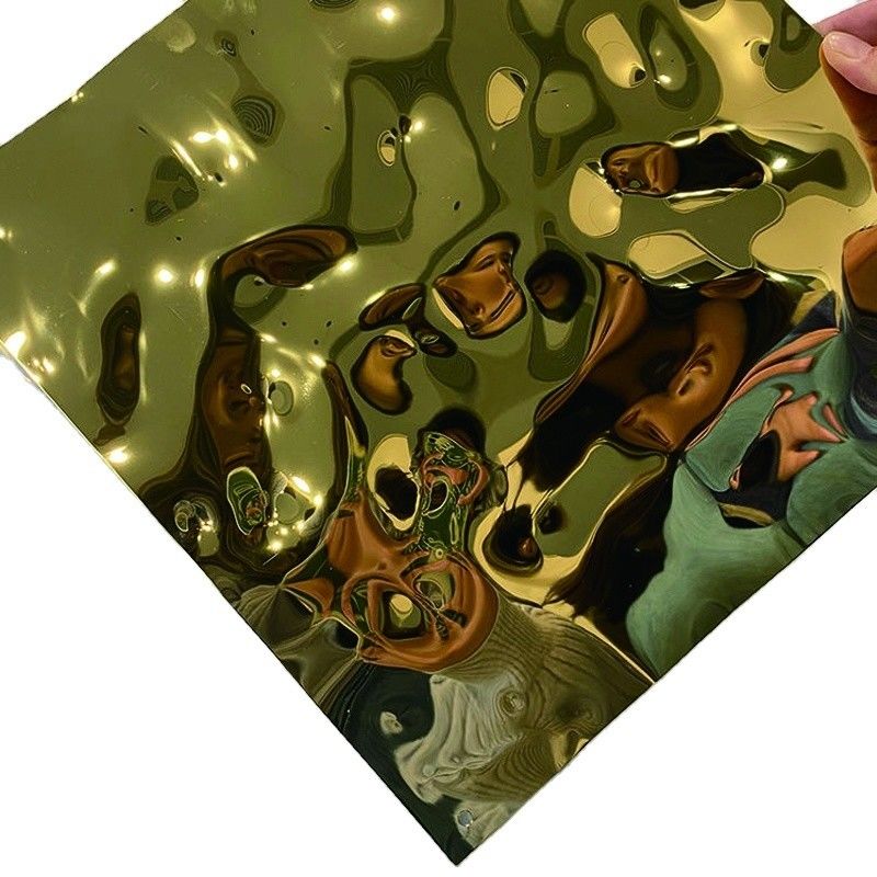Custom Color SS304 Mirror Gold Water Effect Stainless Steel Decorative Water Ripples Sheet for Restaurant Decoration